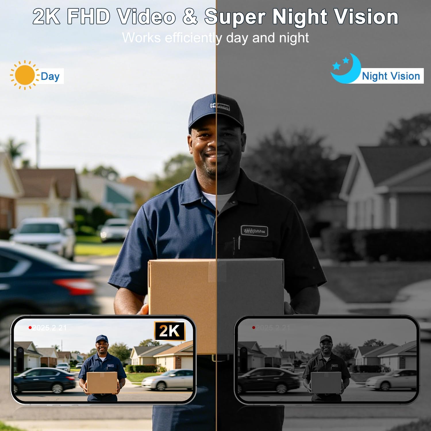 Thumbnail 1 de Video Doorbell Wireless Camera: 2K HD, Battery-Powered, IP66, with AI Motion & Alexa Compatibility