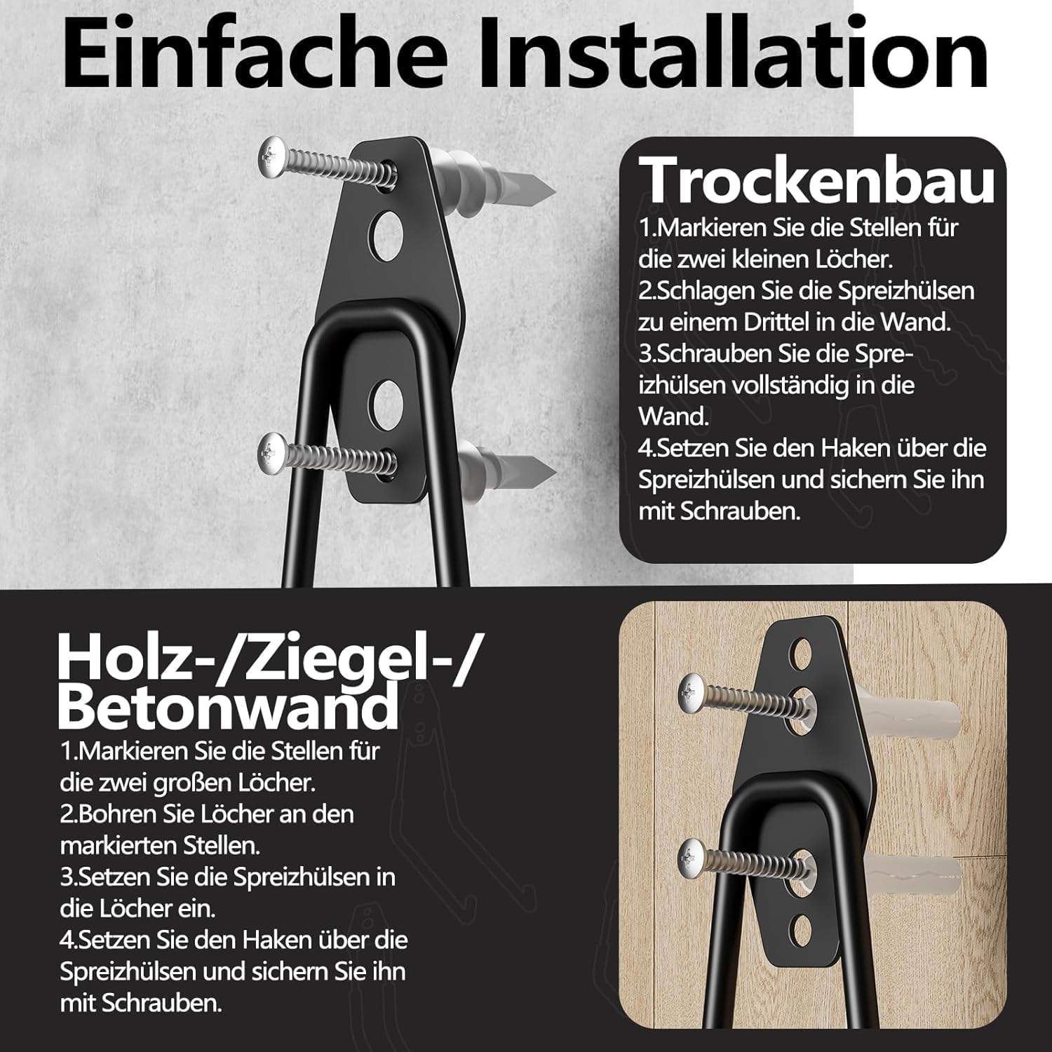 Detalle de Kitmiido Wandhaken Garage 12er Set
