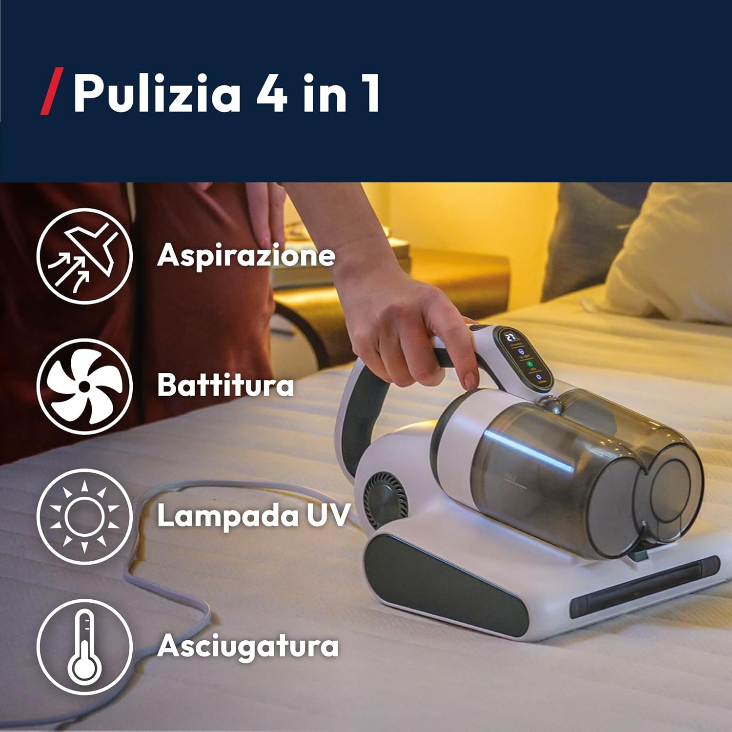 Thumbnail 1 de Hoover Battimaterasso HMC5: aspirapolvere 4 in 1 per materassi e divani, con luce UV e asciugatura