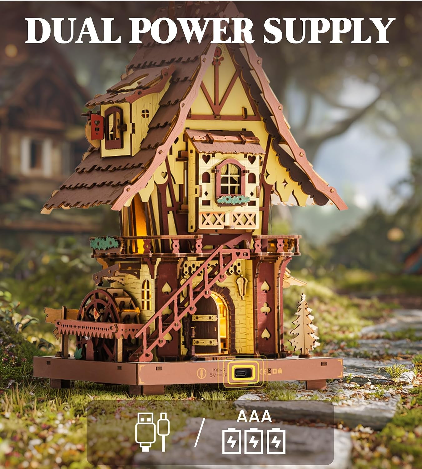 Detalle de ROKR LC901C Cuckoo Clock 3D wooden puzzle model 🧩