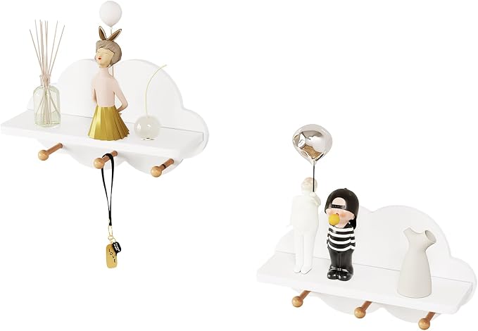 Detalle de WOLTU Estantes Flotantes Nube para Niños 💤 Blanco 36x20.5x12cm