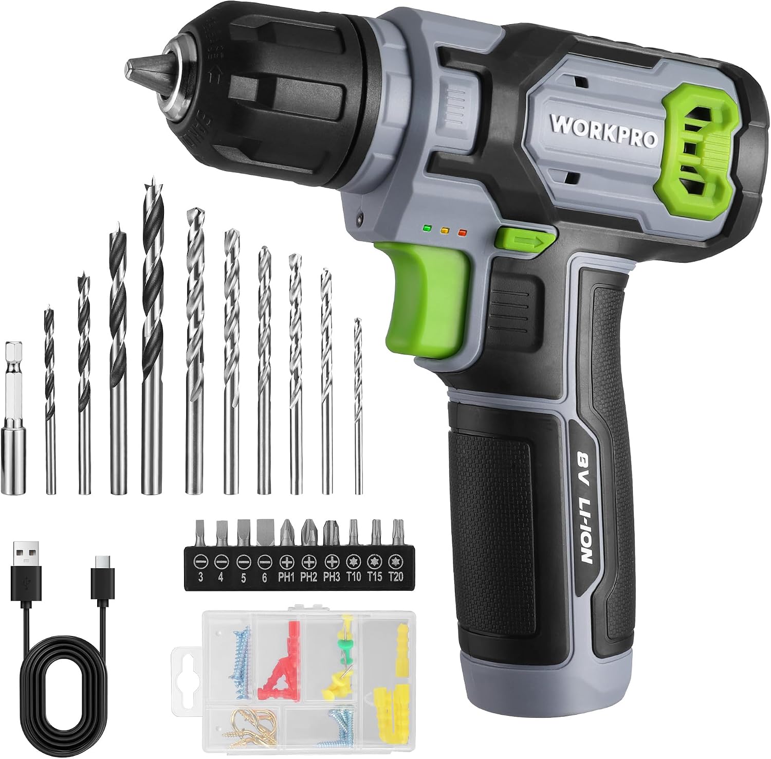 Detalle de WORKPRO Atornillador Inalámbrico 8V 800 rpm