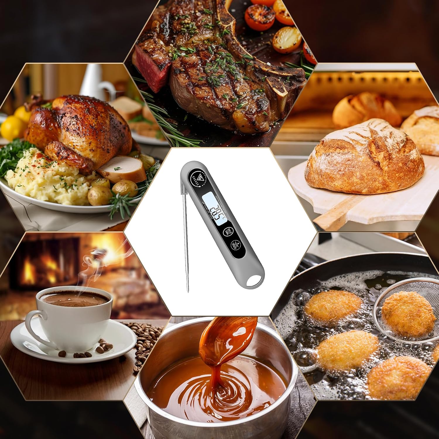 Thumbnail 5 de DOQAUS Termometro da Cucina Digitale con Sonda Pieghevole da 12 cm – Lettura Istantanea