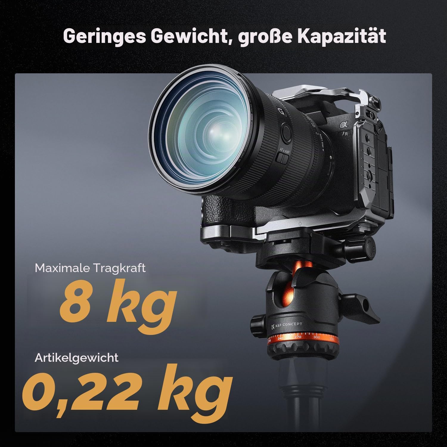 Thumbnail 3 de K&F CONCEPT BH-36: Kugelgriffkopf mit Arca-Schnellwechselplatte, 8 kg Traglast