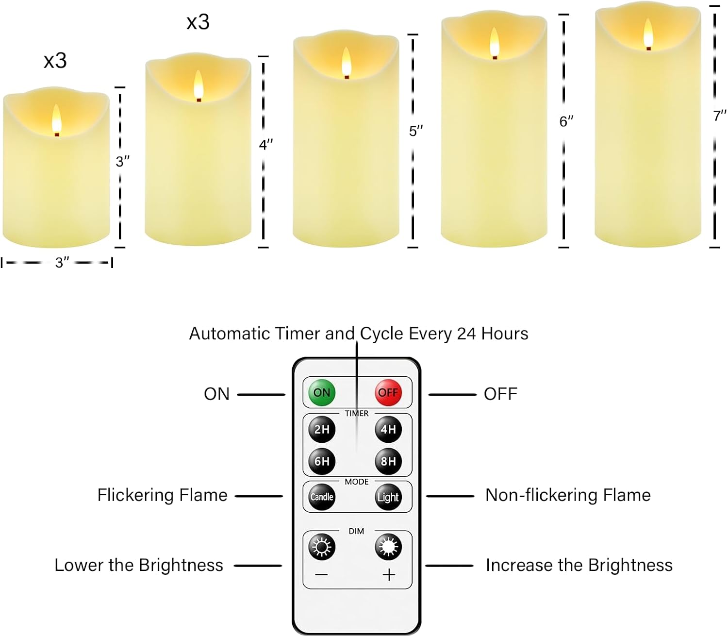 Detalle 1 de Nimiko Flameless Candles, Set of 9
