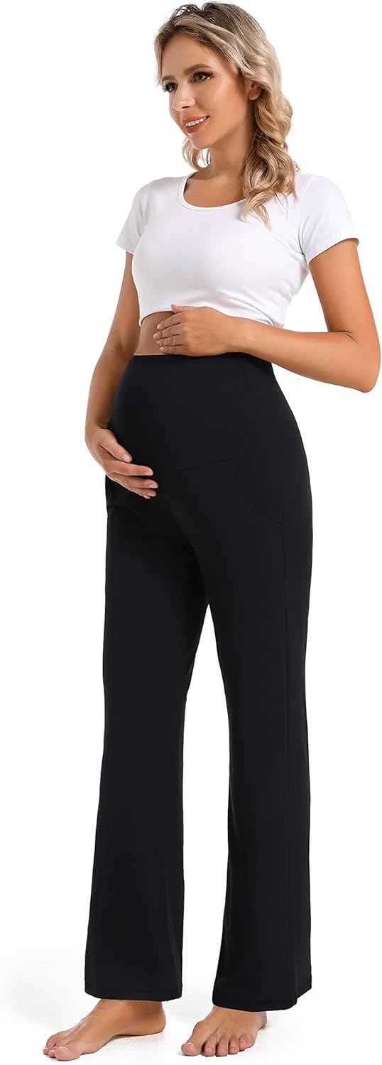 Detalle de Foucome Women's Maternity Trousers: Casual, Loose & Cozy Wide-Leg with Pockets