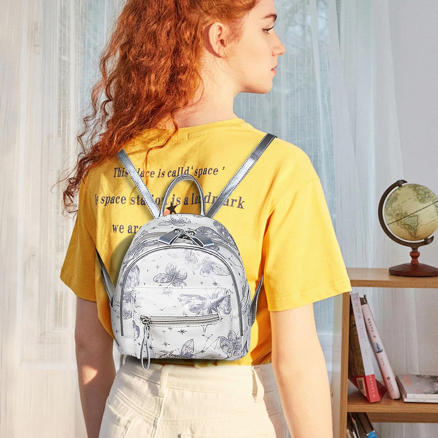 Thumbnail 5 de WisePoint Mini Backpack for Women: PU Leather, Butterfly Pattern, Small Yet Practical