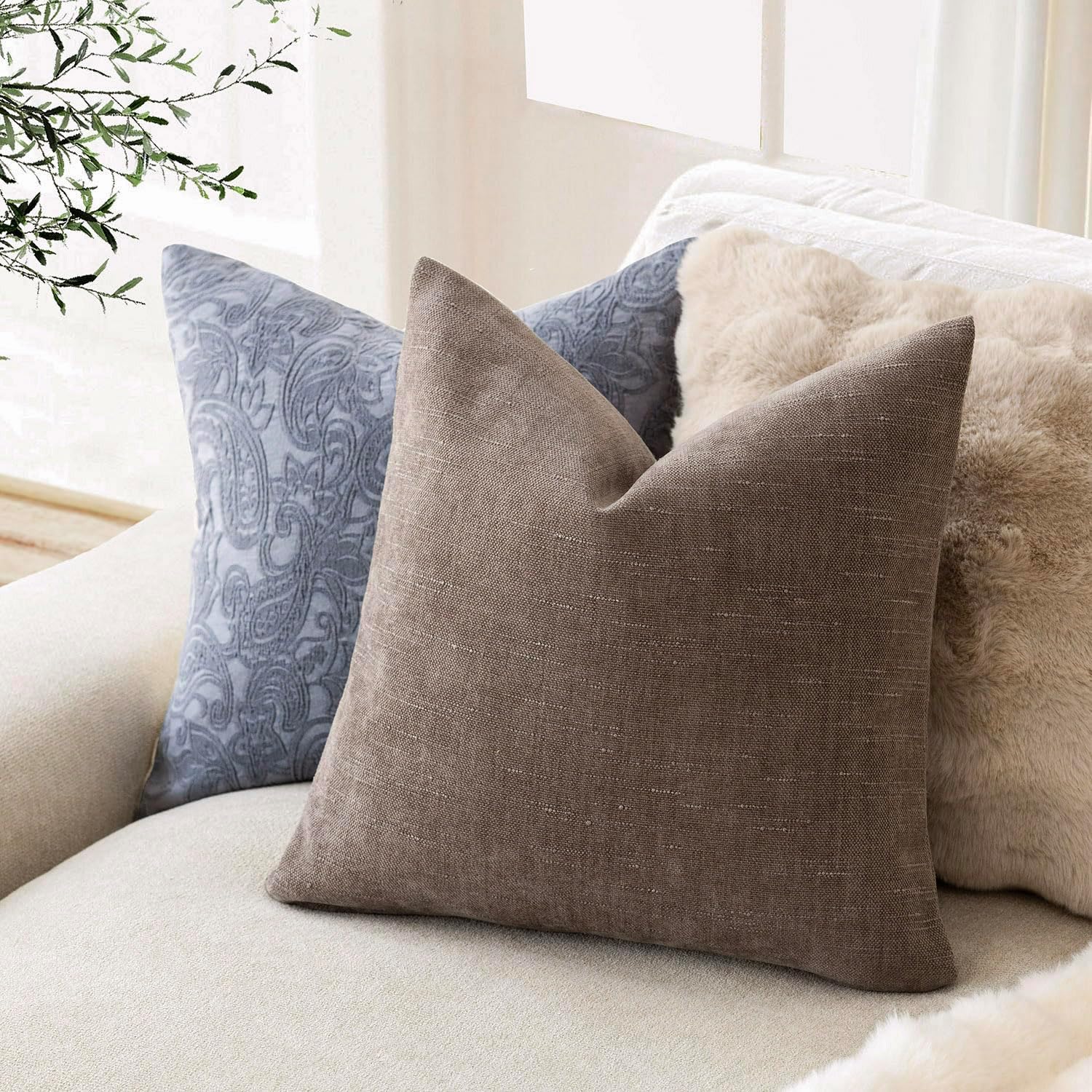 Thumbnail 5 de Foindtower Chenille Pillow Covers 24x24 🛋