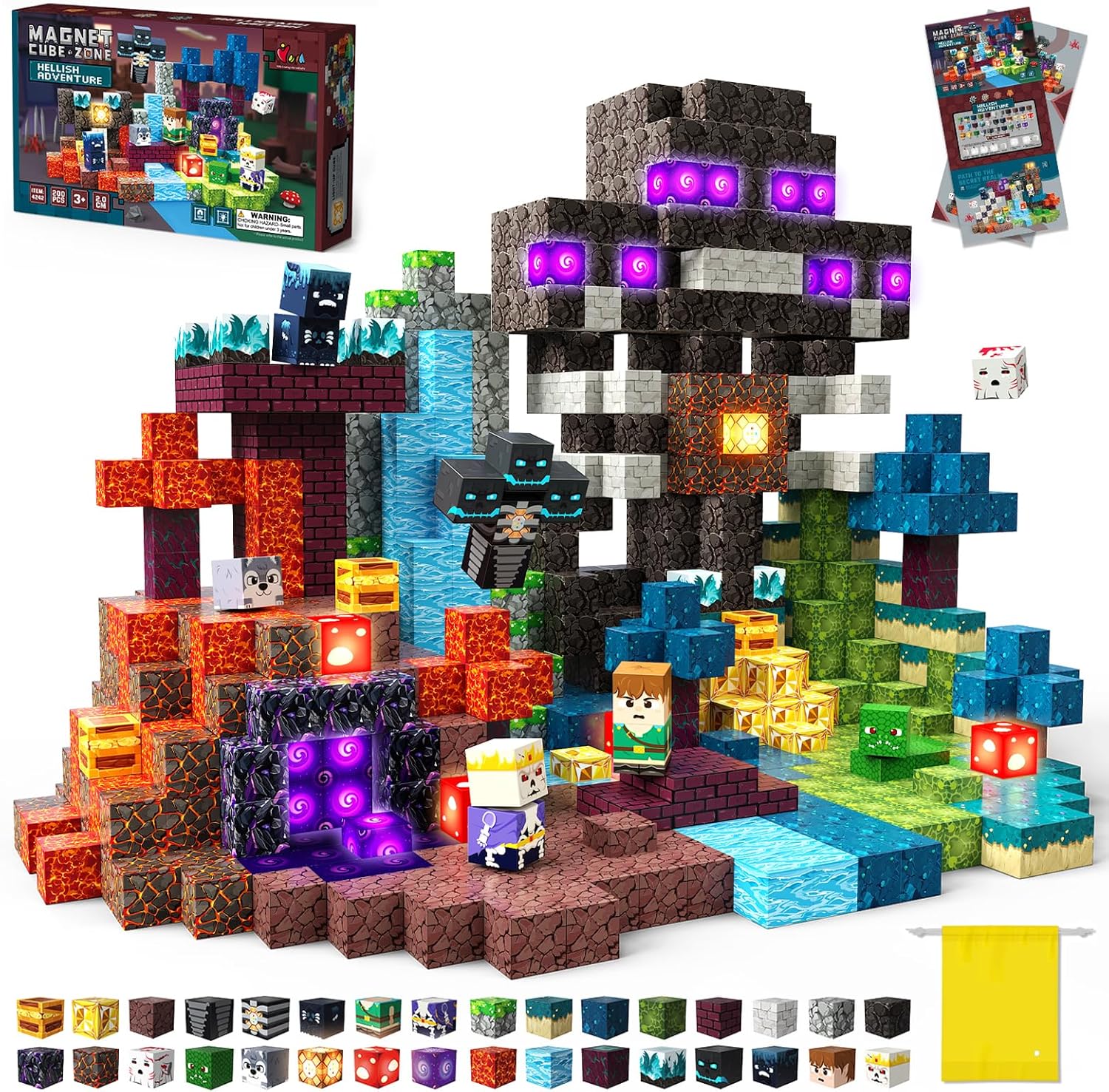 Thumbnail 6 de Laoren Magnetic Building Blocks 200-Piece STEM Magnet Cubes Set (Ages 4–12)