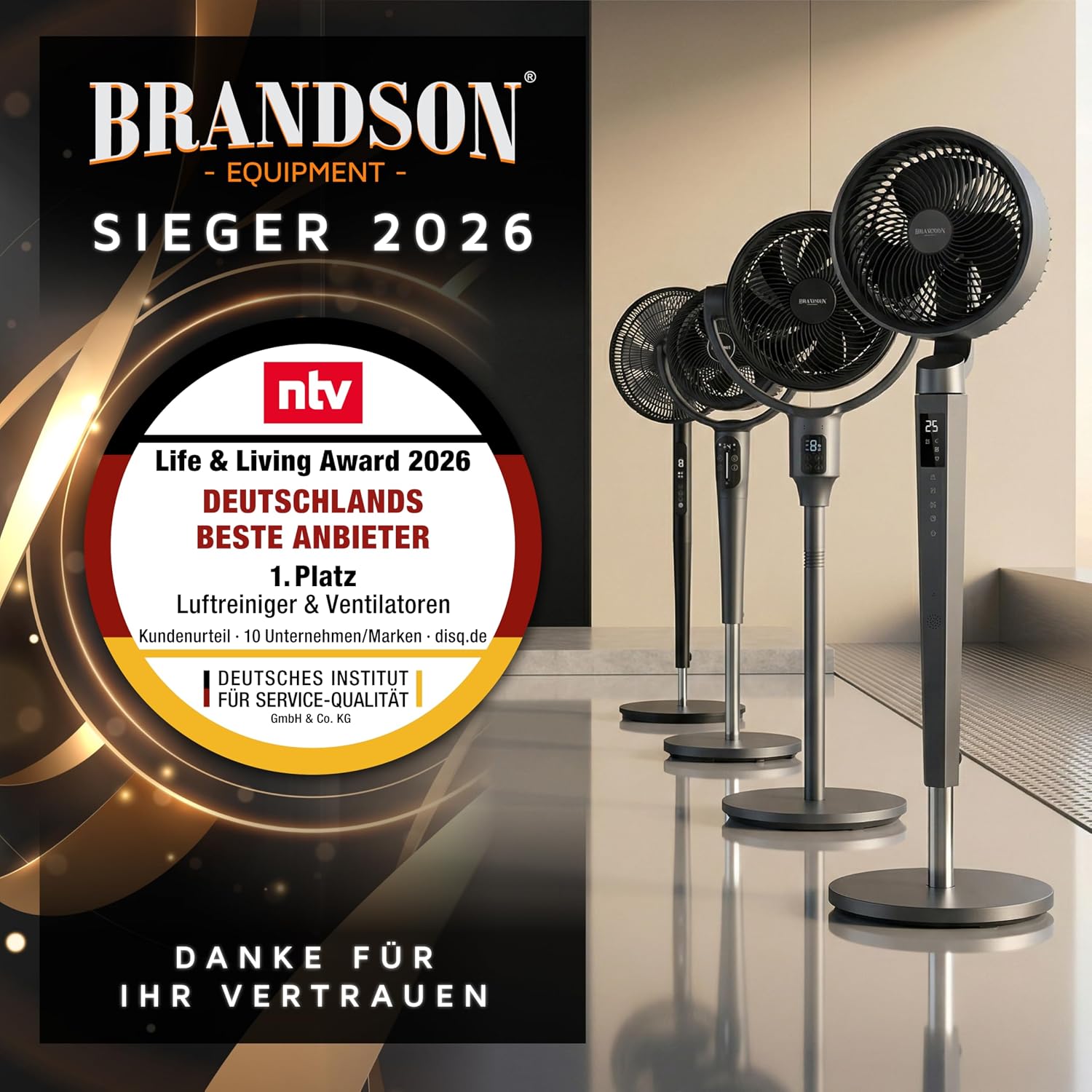 Thumbnail 6 de Brandson 3D Standventilator mit DC-Motor – leise, energiesparend und flexibel einstellbar
