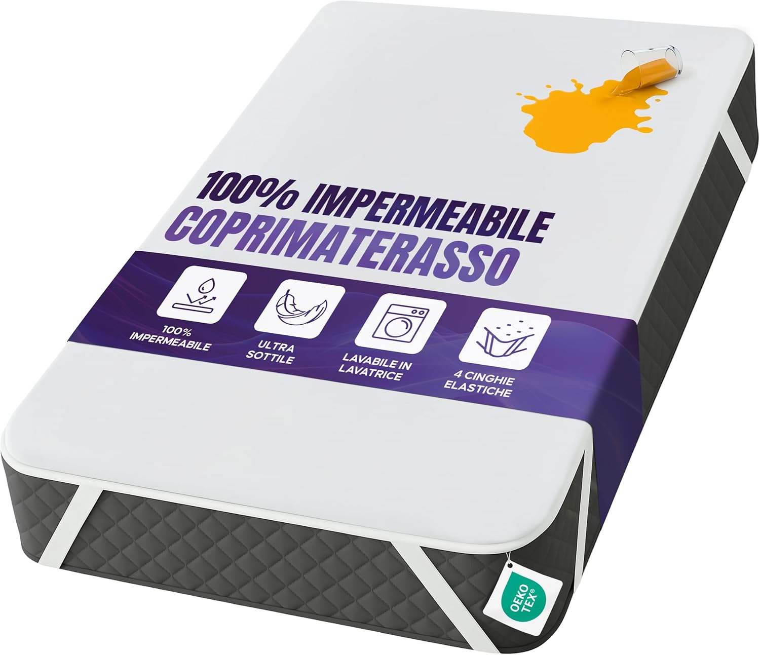 Utopia Bedding Coprimaterasso impermeabile traspirante 140x200 cm con cinghie elastiche e certificazione Oeko-Tex