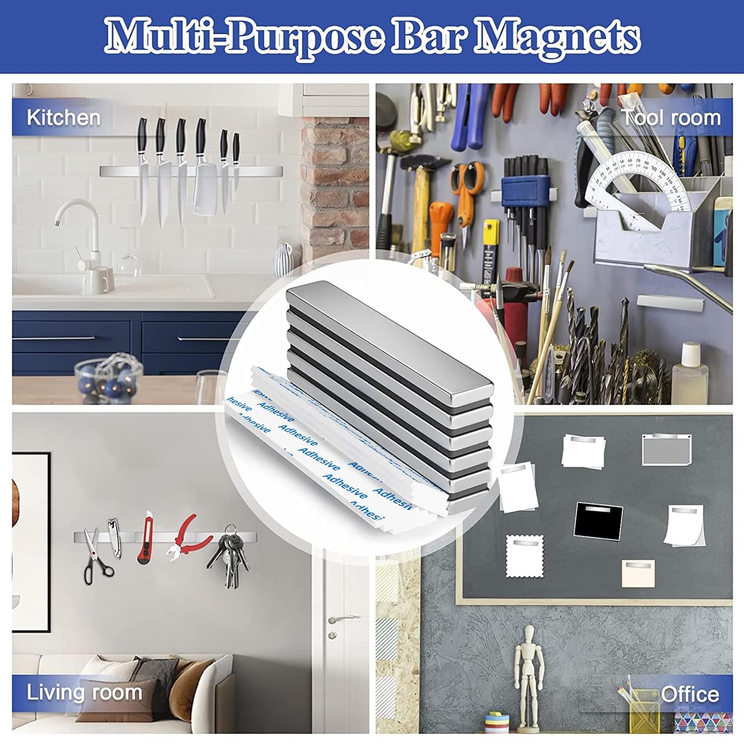 Thumbnail 4 de Grtard 60 x 10 x 3 mm Neodymium Bar Magnet 6-pack 🧲