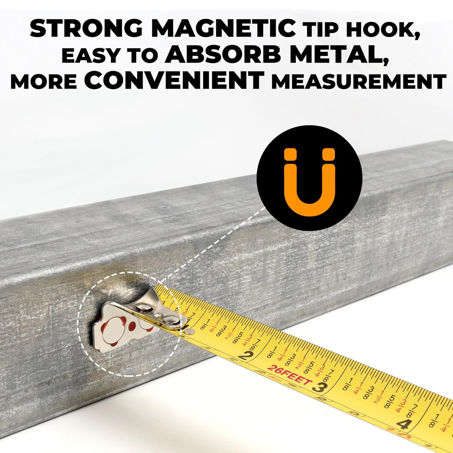 Detalle 2 de MulWark 8m tape measure Dual-scale, magnetic hook 📏