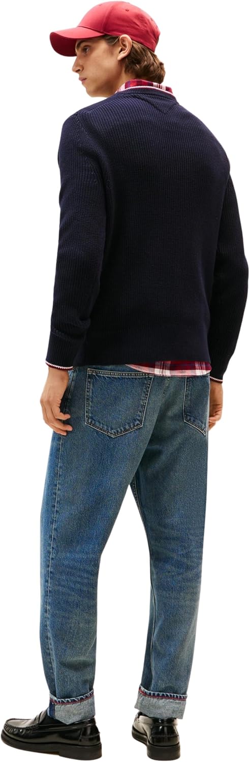 Thumbnail 1 de Tommy Hilfiger men’s RWB rib crew neck pullover sweater (100% organic cotton)