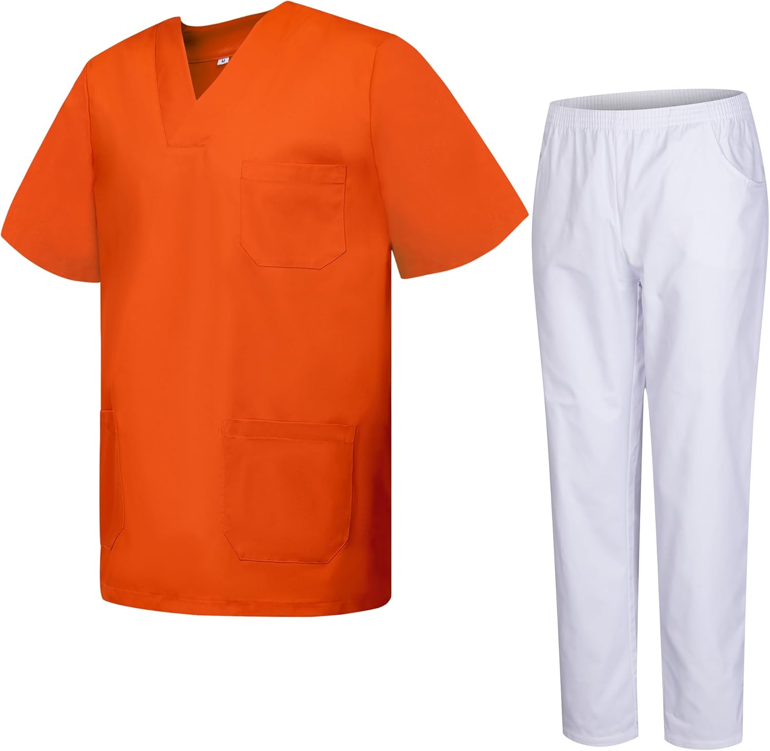 Detalle de MISEMIYA uniforme sanitario unisex con chaqueta de manga corta y pantalón blanco (talla 3XL)