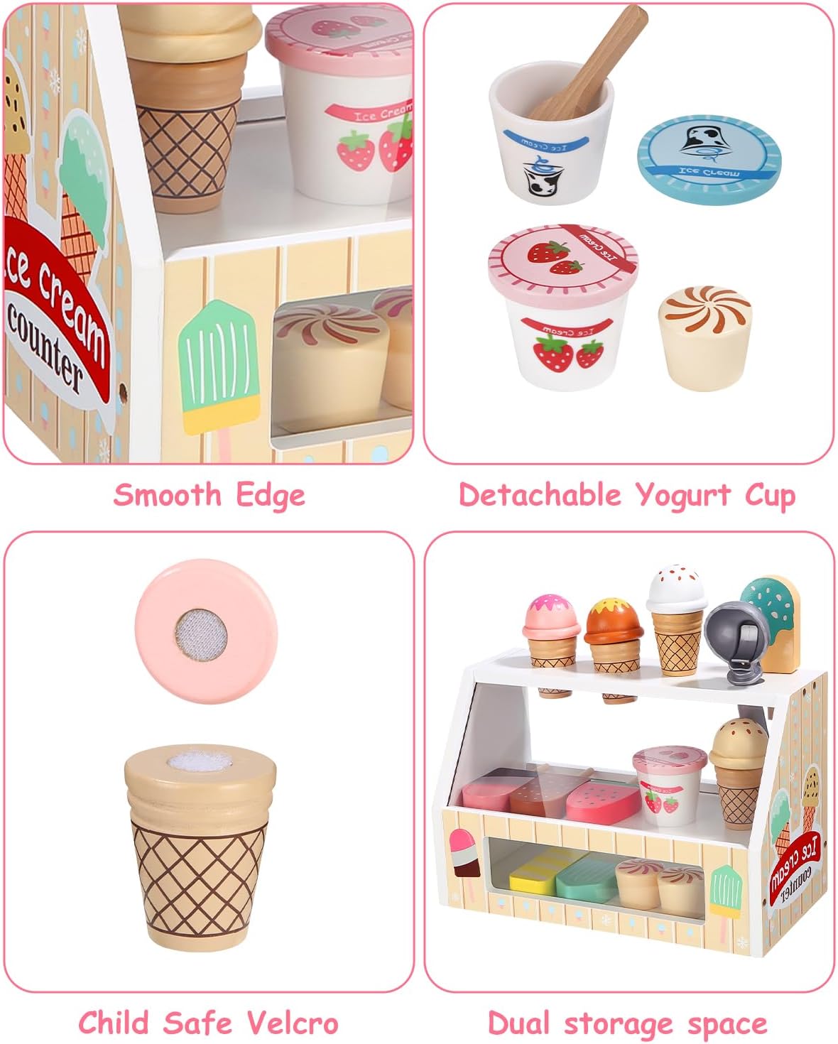 Detalle 1 de Toaren träleksak för glassbutik med glassar, pengar och meny