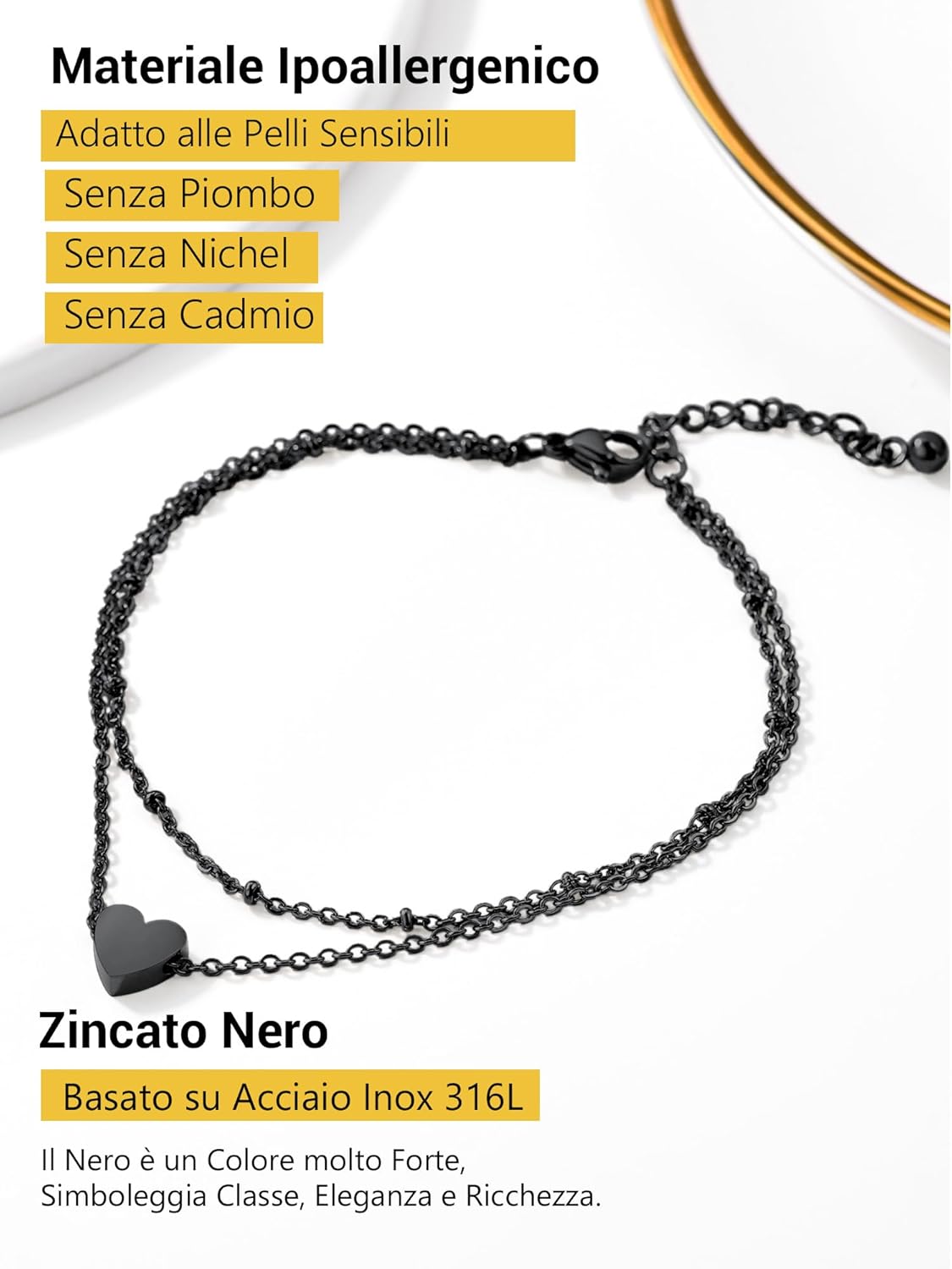 Thumbnail 2 de PROSTEEL Cavigliera a catena regolabile in acciaio (22+5 cm) – set impilabile, estetica tricolore per donna e uomo