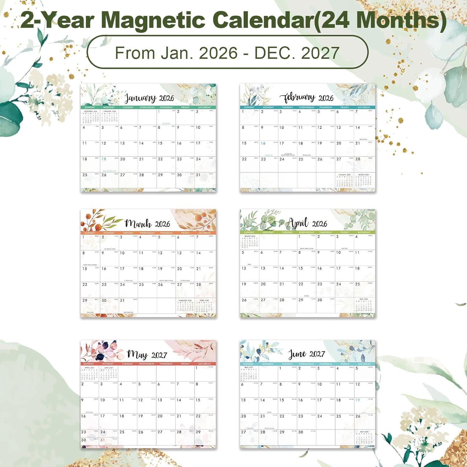 Thumbnail 3 de 2026‑2027 Magnetic Calendar for Fridge 📅