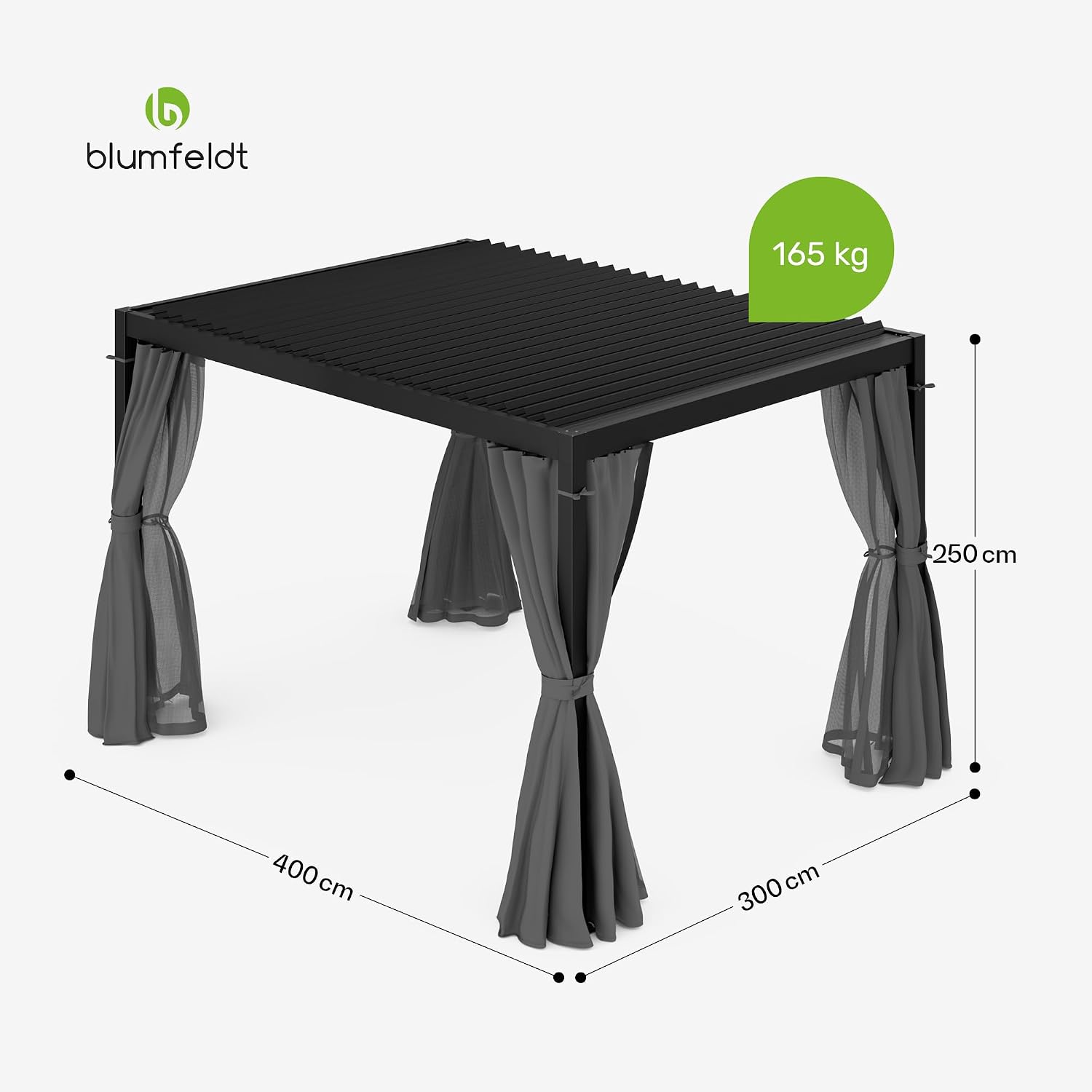 Thumbnail 6 de blumfeldt pergola 3 x 4 m met verstelbaar lamellendak en muggennetten