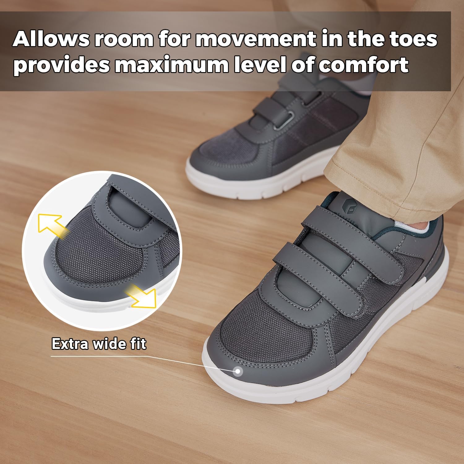 Detalle 2 de FitVille Chaussures larges pour hommes — marche confortable