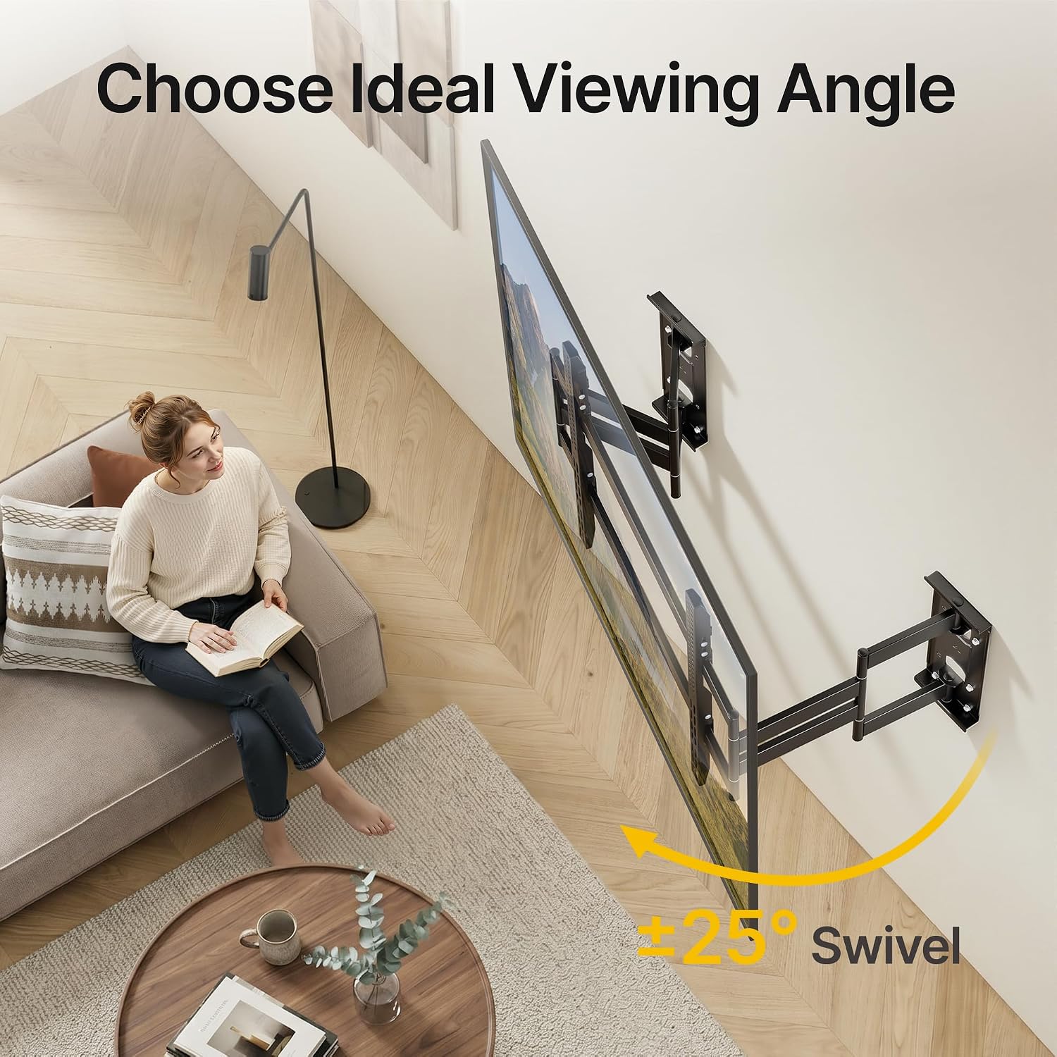 Detalle de monTEK Heavy Duty Corner TV Wall Mount for 65–100-Inch TVs with 19.3" Dual Arm