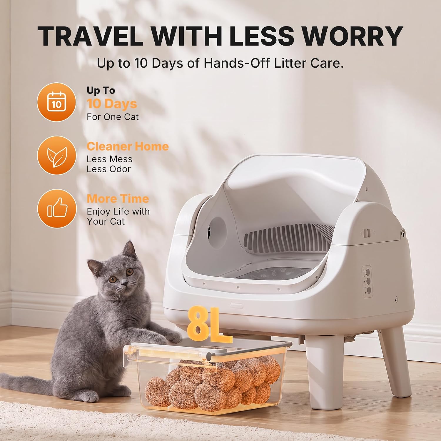 Detalle 2 de Automatic Cat Litter Box with 8L Waste Bin