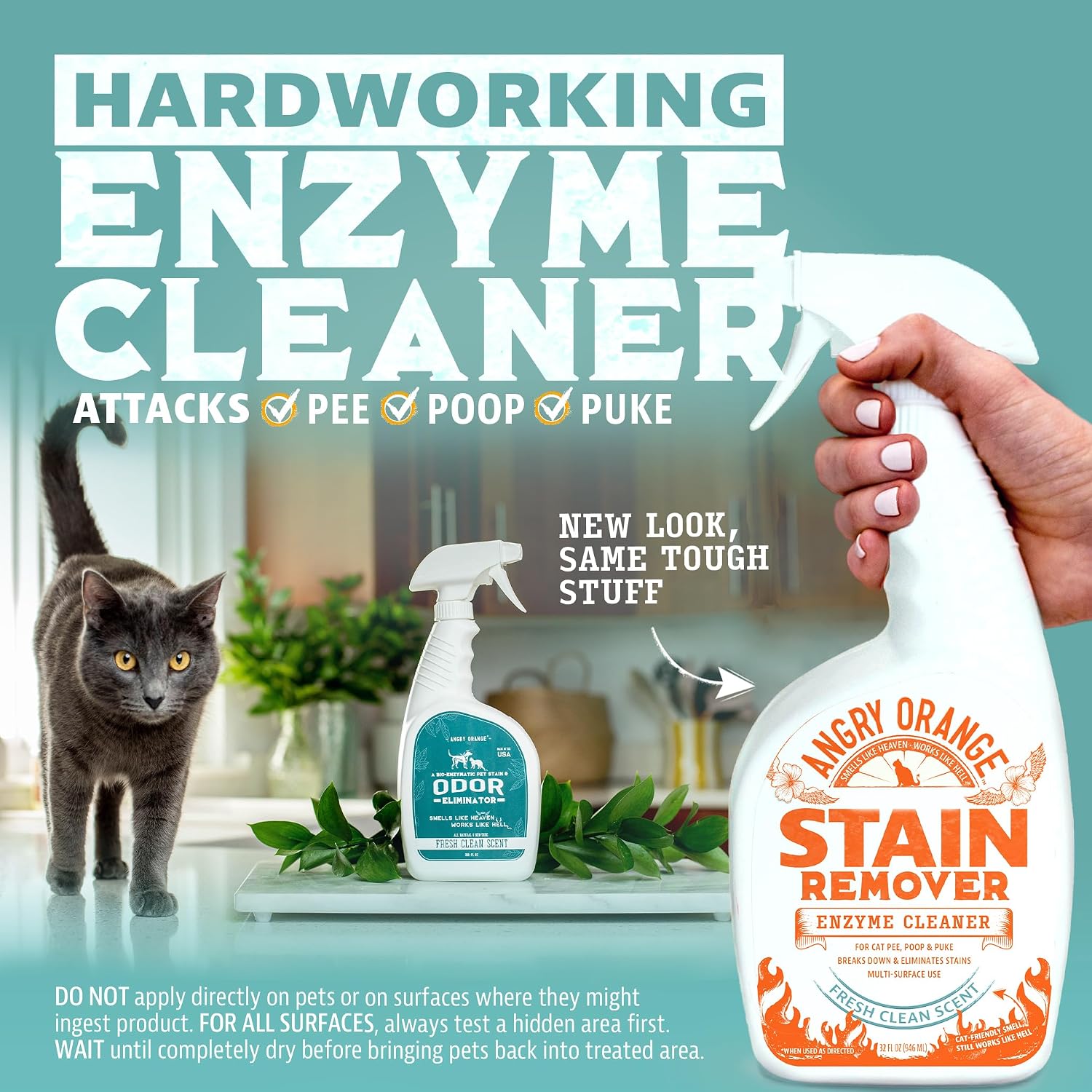 Detalle de ANGRY ORANGE Cat Urine Odor Eliminator Spray, Enzyme Cleaner, 32 oz
