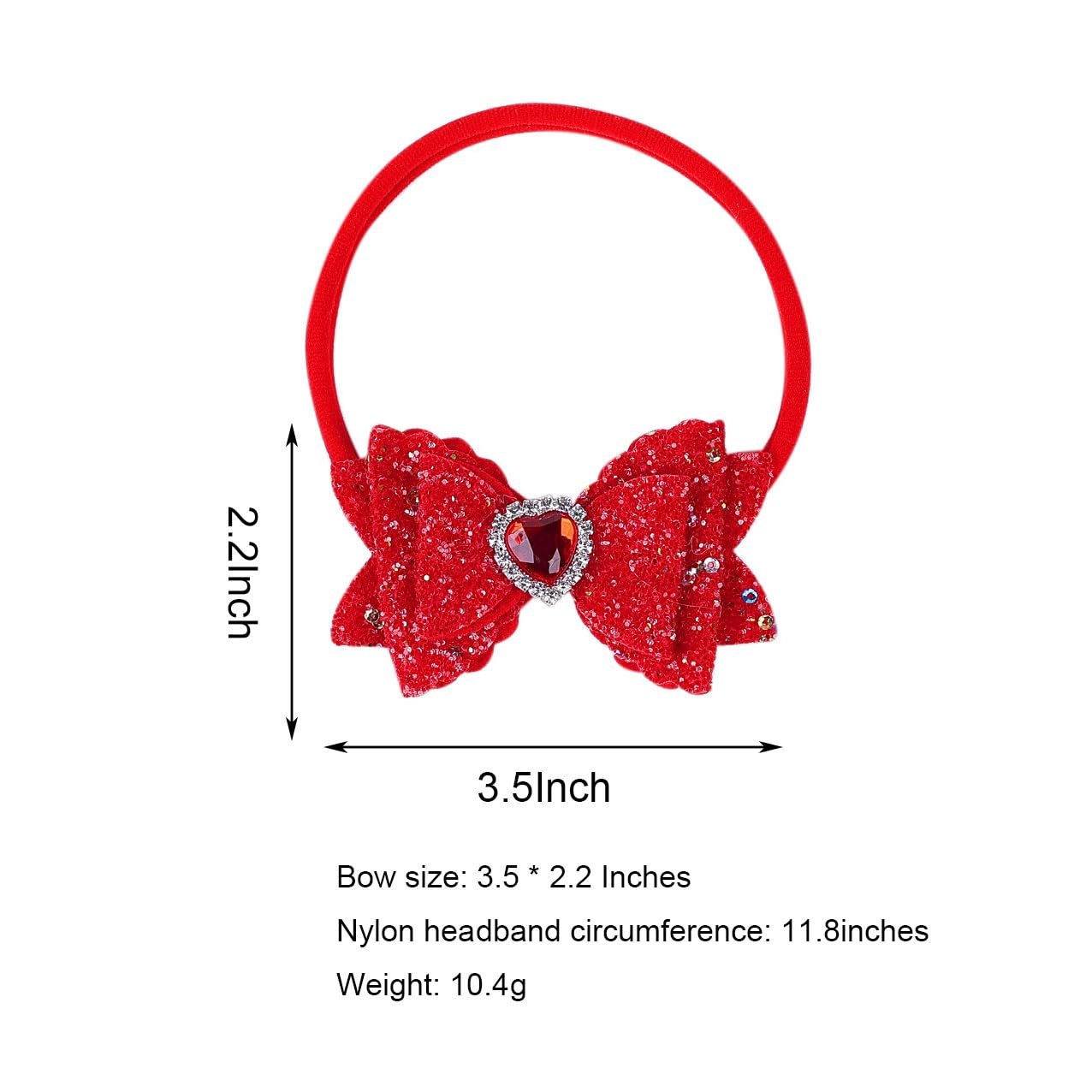 Detalle 2 de Koolgil Light Pink Valentine's Day Baby Headband with Heart Bow and Rhinestones