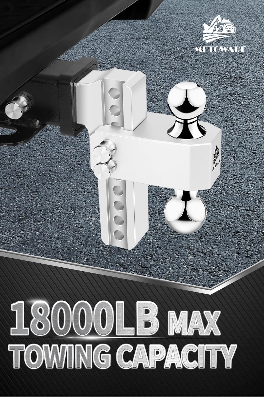 Detalle 2 de METOWARE Adjustable Trailer Hitch 8-inch Drop ๐