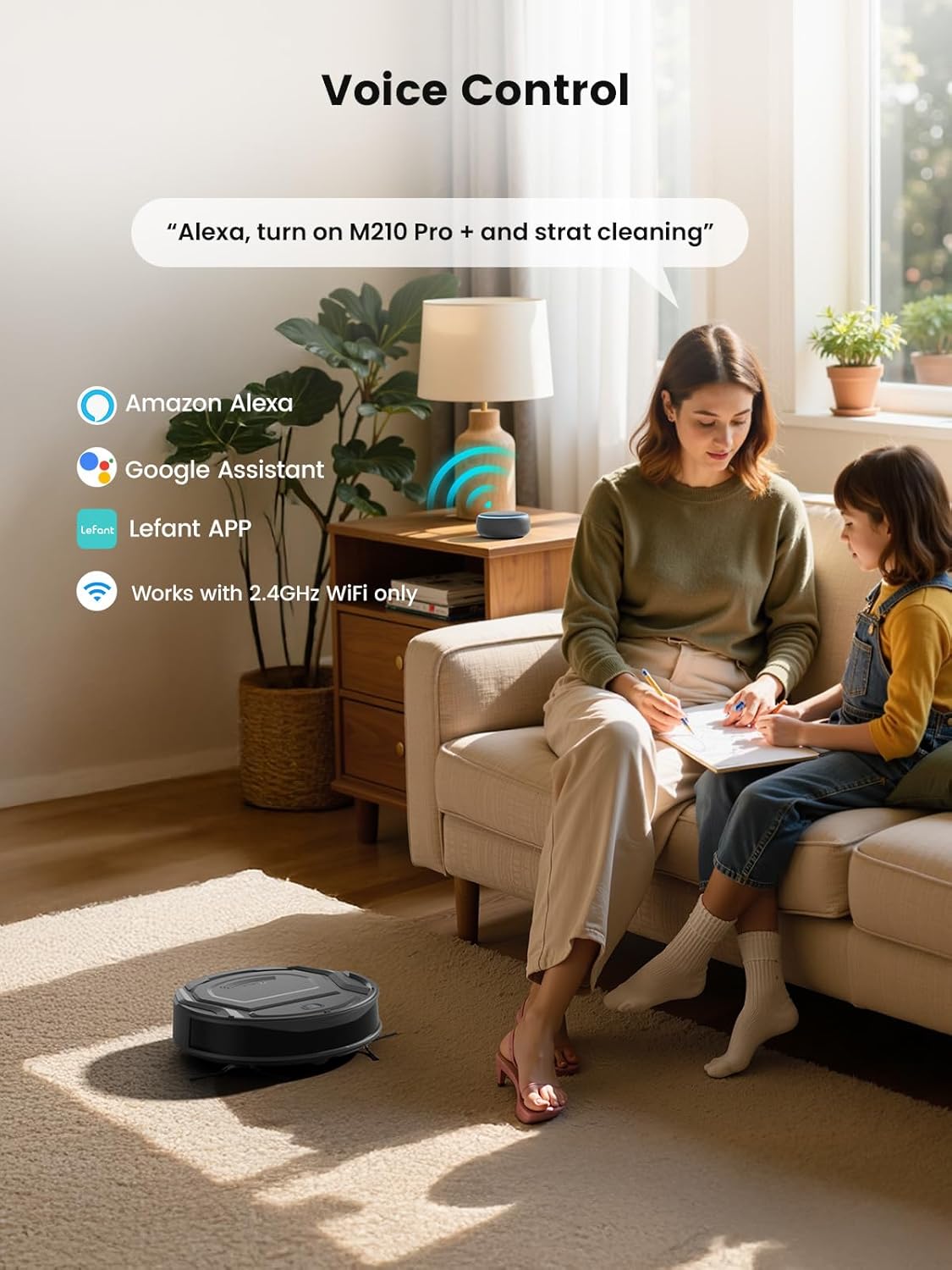 Detalle de Lefant M210 Pro Robot Vacuum: Slim, powerful 4000Pa suction for pet-friendly homes