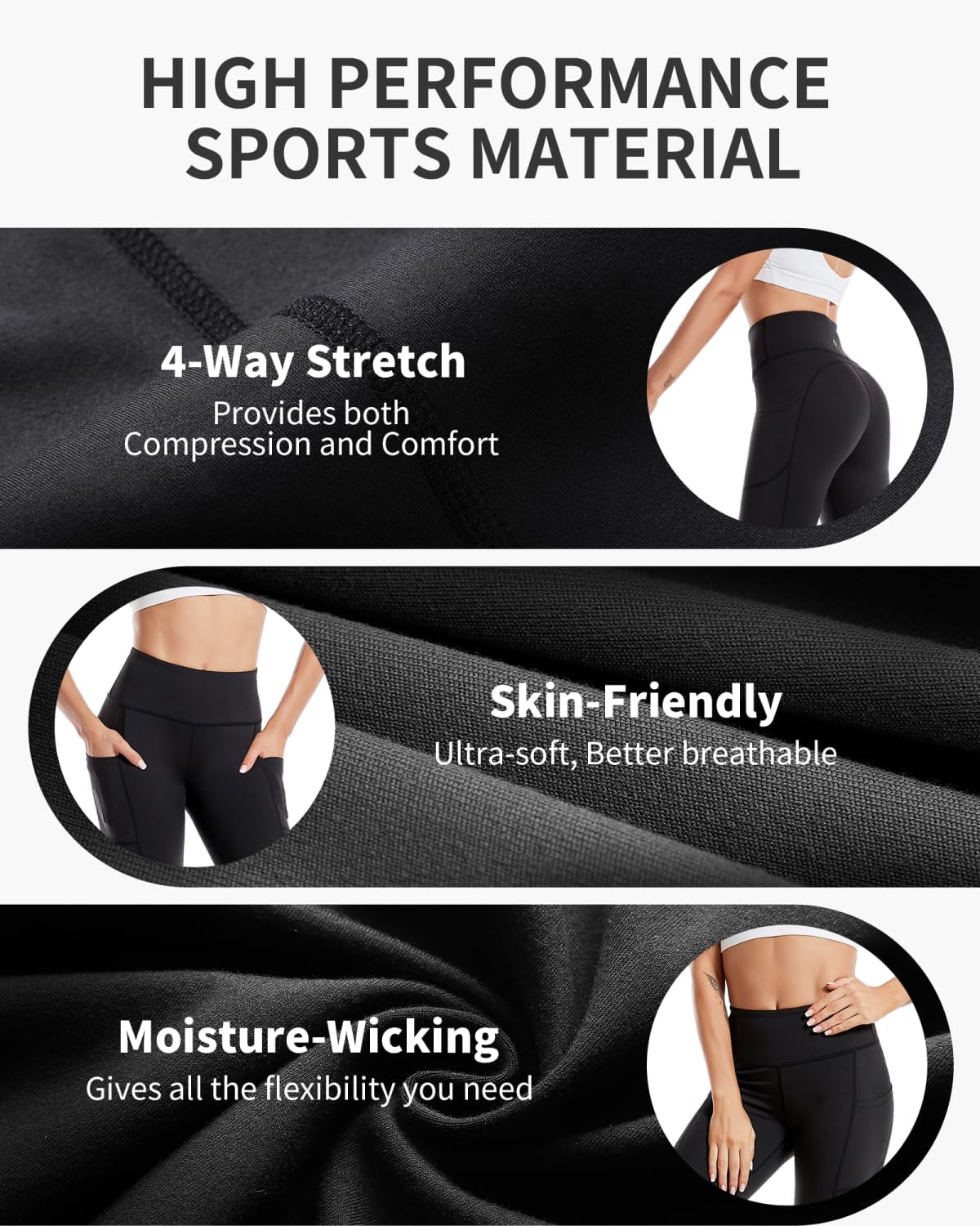 Detalle de CAMBIVO Yoga Pants for Women: High-W waist Yoga Leggings with Pockets