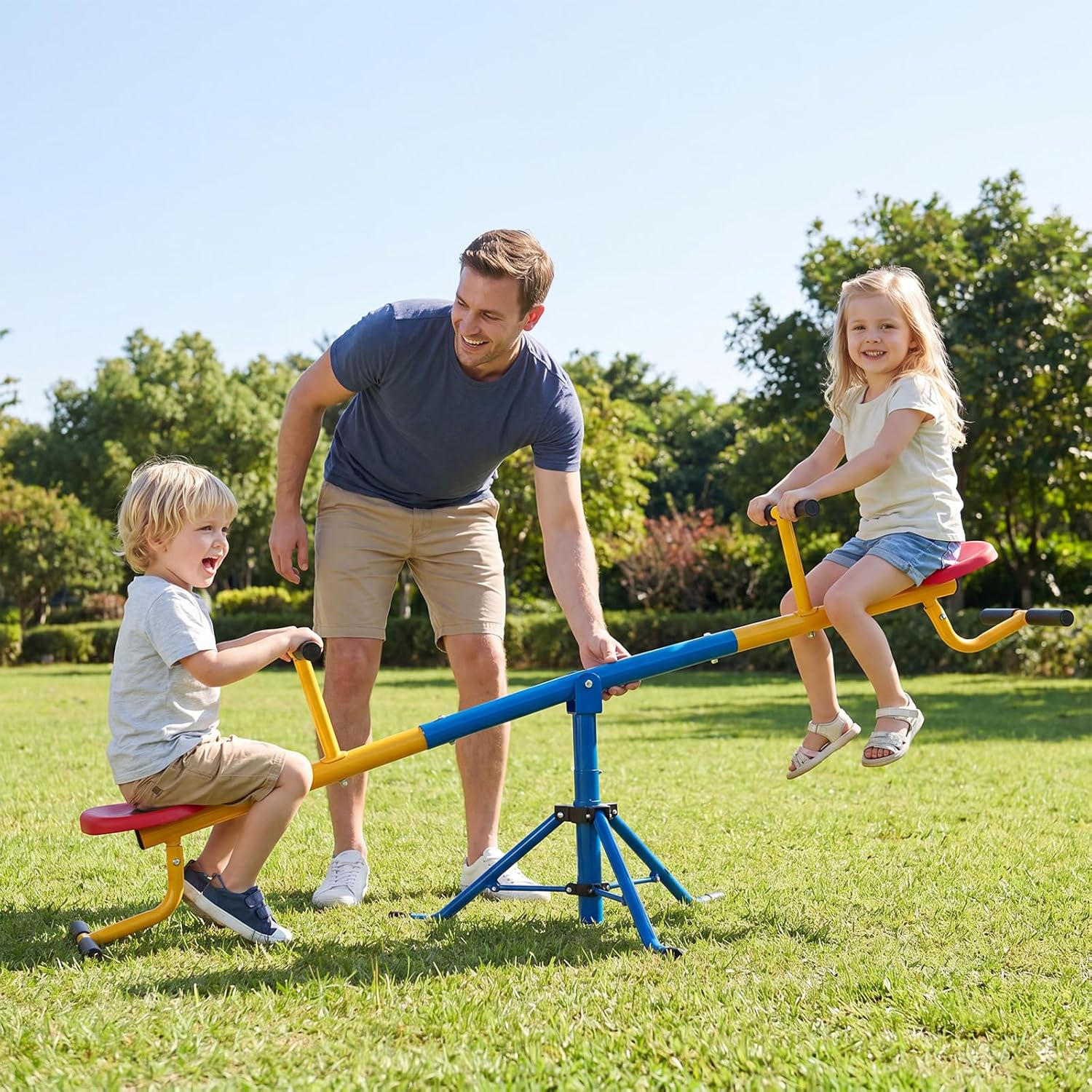 Detalle de Costzon Teeter Totter Seesaw for Kids: 360° Rotation Outdoor Playground Seesaw