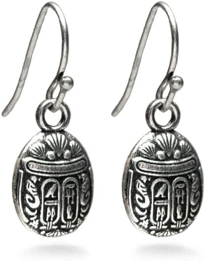 Detalle de Mini Scarab Earrings, Antique Silver Finish