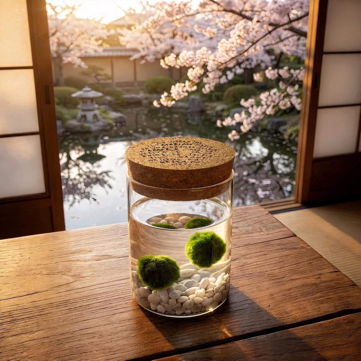Detalle de Marimo Coppia Originale in Vaso di Vetro con Tappo in Sughero – Made in Italy