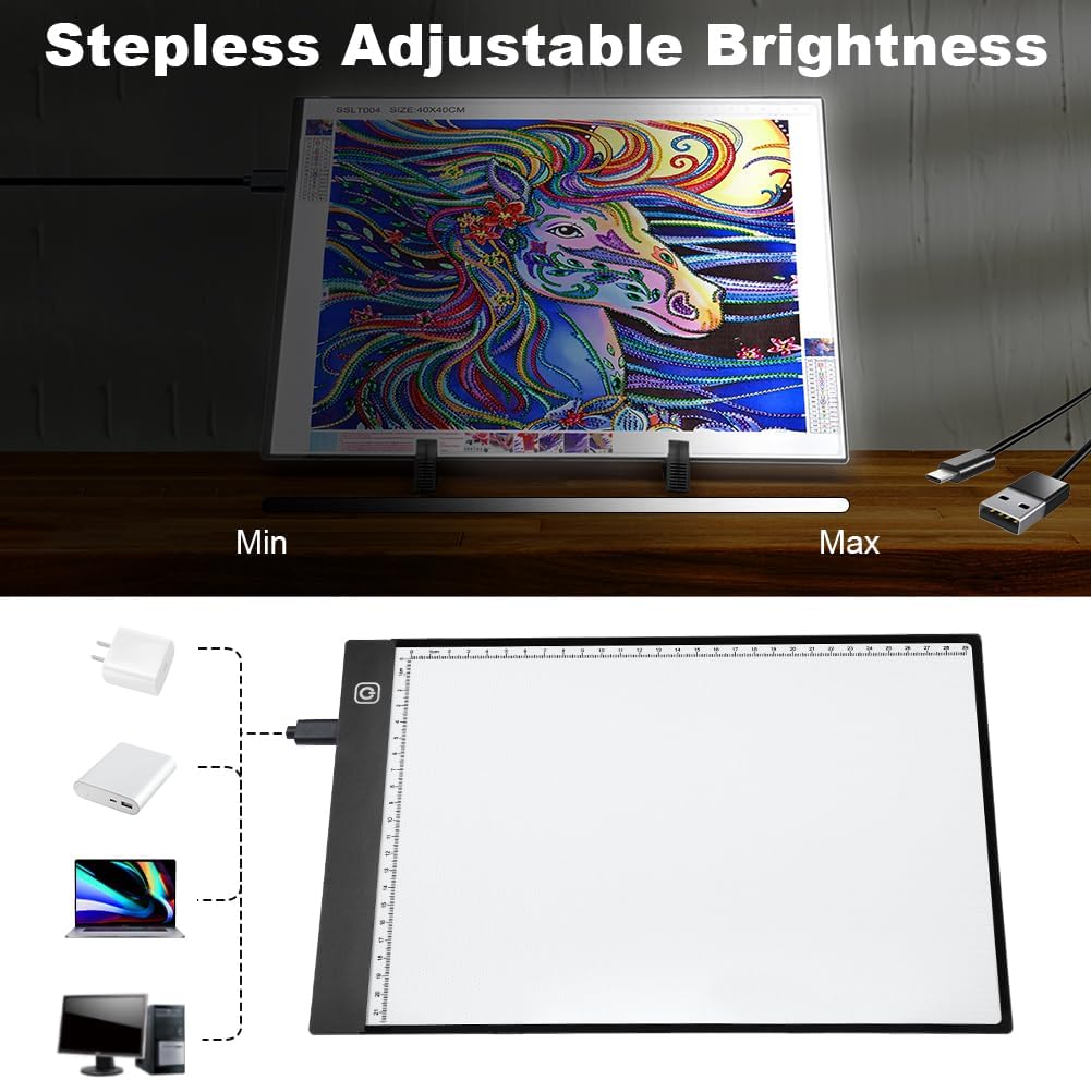 Thumbnail 2 de AUAUY A3 LED Light Pad for Diamond Painting: Stepless Brightness, Ultra-Thin USB Drawboard