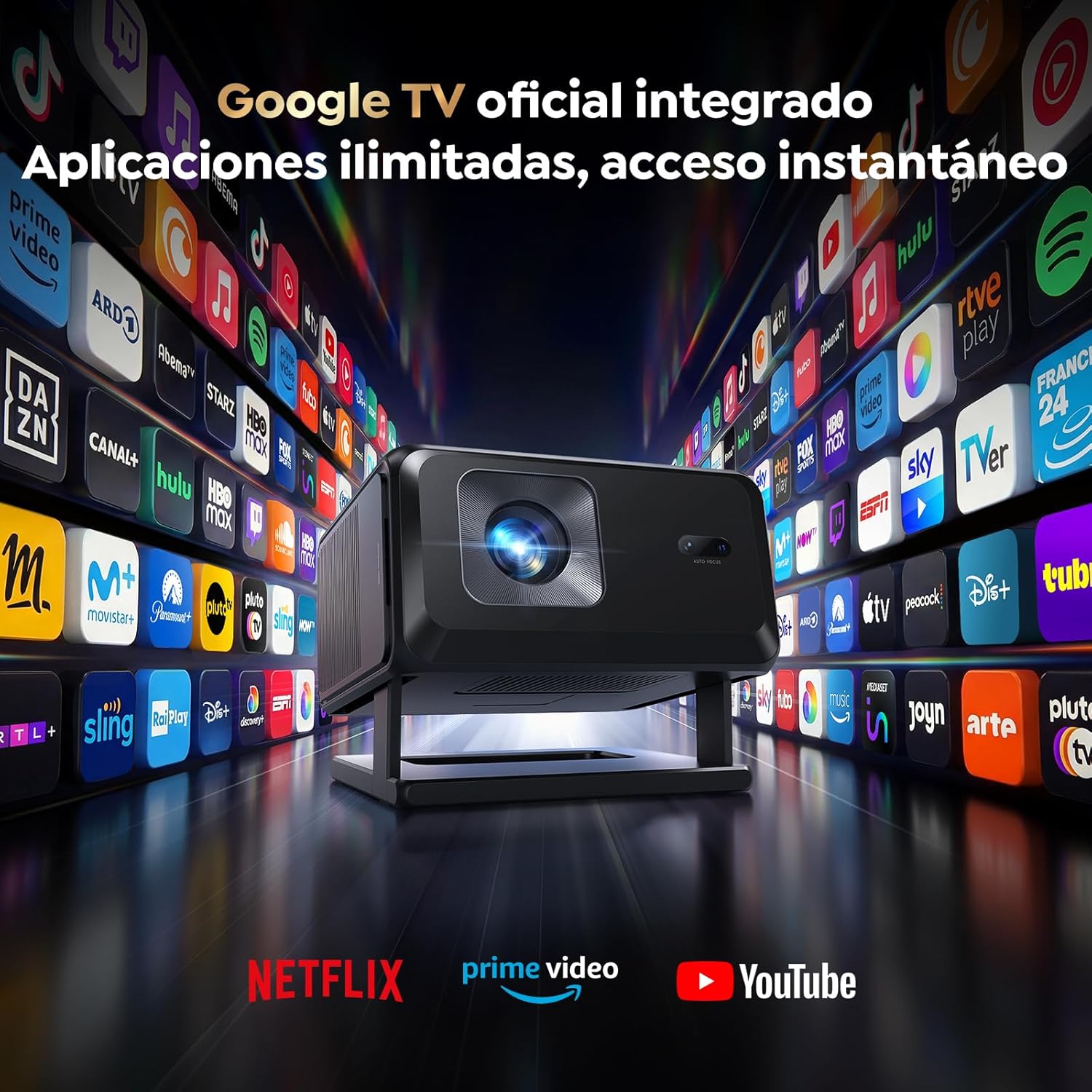 Detalle 2 de Proyector TOPTRO TP3 4K con Google TV, auto focus y keystone, WiFi 6 y Bluetooth