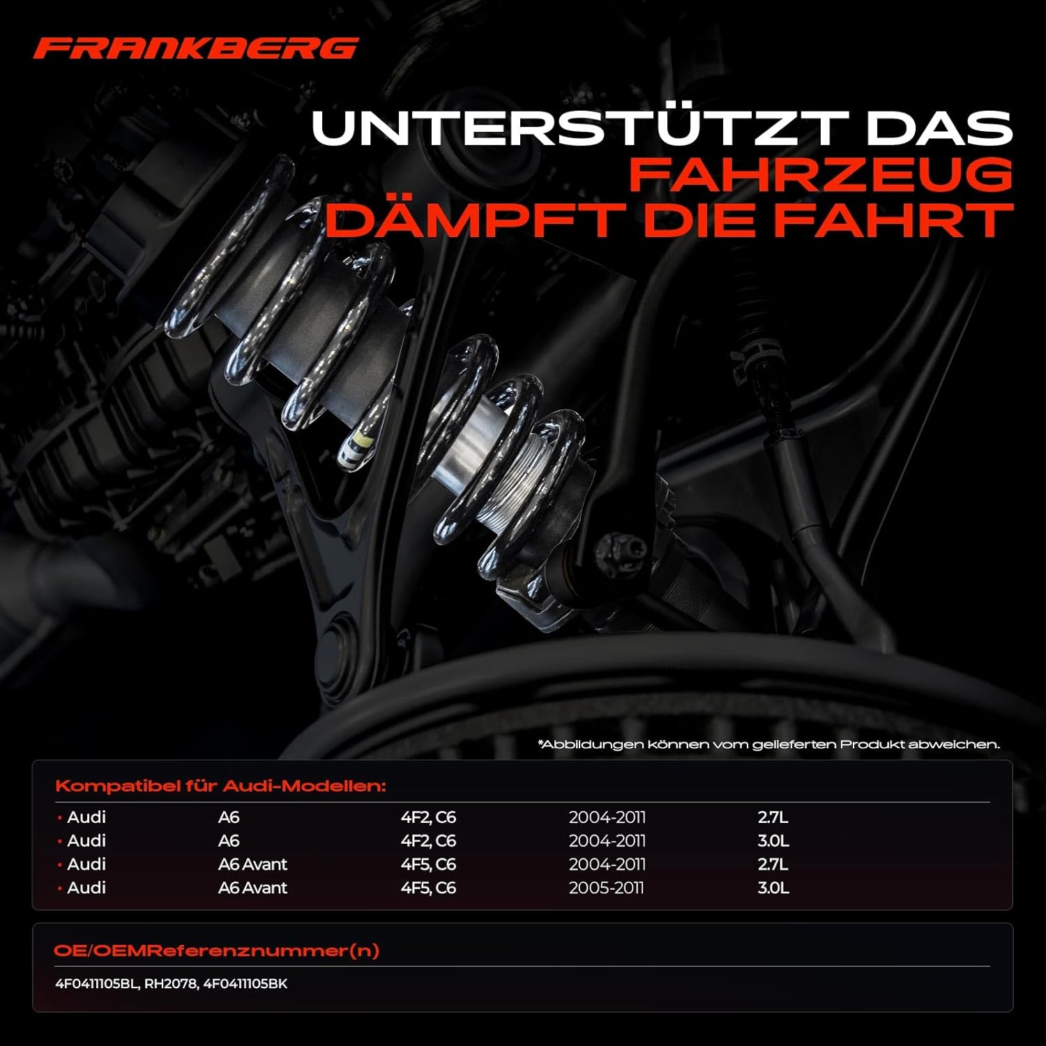 Thumbnail 2 de Frankberg 2x Federn Fahrwerksfeder Vorderachse passend für Audi A6 (4F, C6, 2004–2011) – Ersatz 4F0411105BK