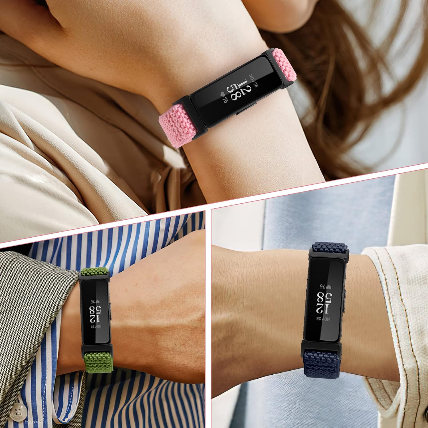Thumbnail 4 de SHIJZWD Adjustable Elastic Nylon Watch Strap for Fitbit Inspire 3/2, Inspire HR, Ace 2/3