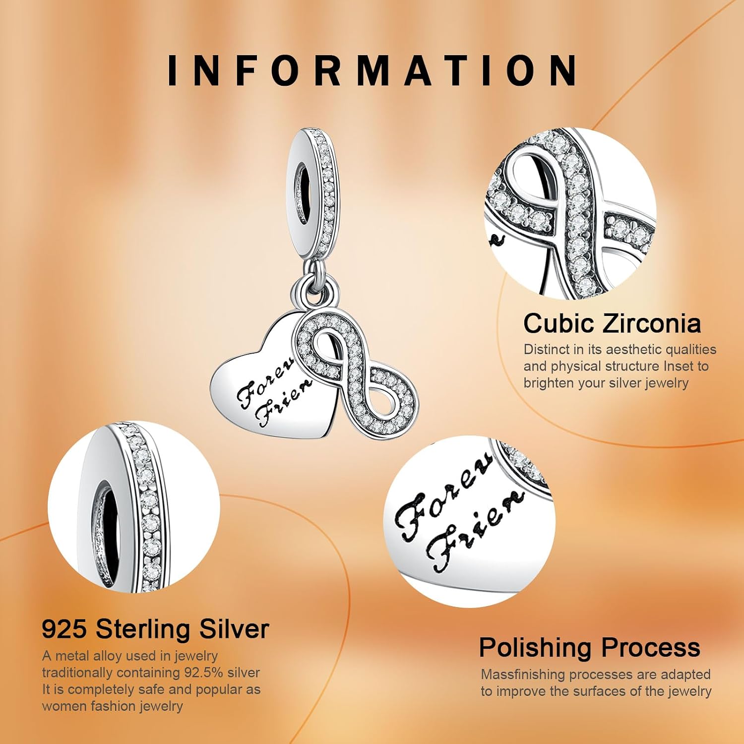 Detalle de Rimgoris charm in argento 925 con dettagli cuore e rubino, per bracciali e collane
