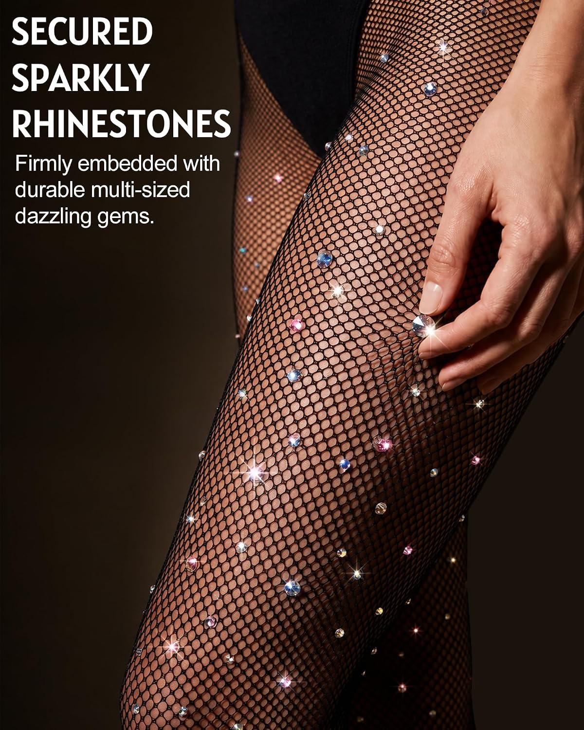 Detalle de Aiszei Fishnet Tights with Rhinestones