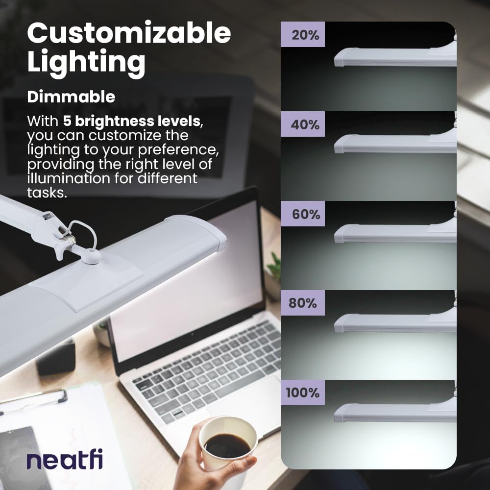 Thumbnail 4 de Neatfi Ultra 3,500 Lumens LED Desk Lamp – 45W, 66cm Wide, Shadow-Free, Non-Flickering Task Light
