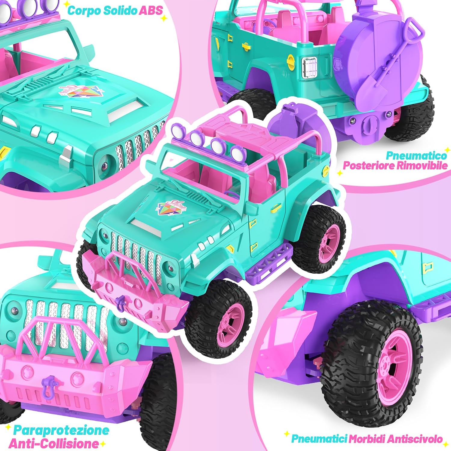 Thumbnail 2 de HappyGoLucky Macchina Telecomandata per Bambine con Bambola e Pegatinas – SUV 4x4 con Controllo Multidirezionale