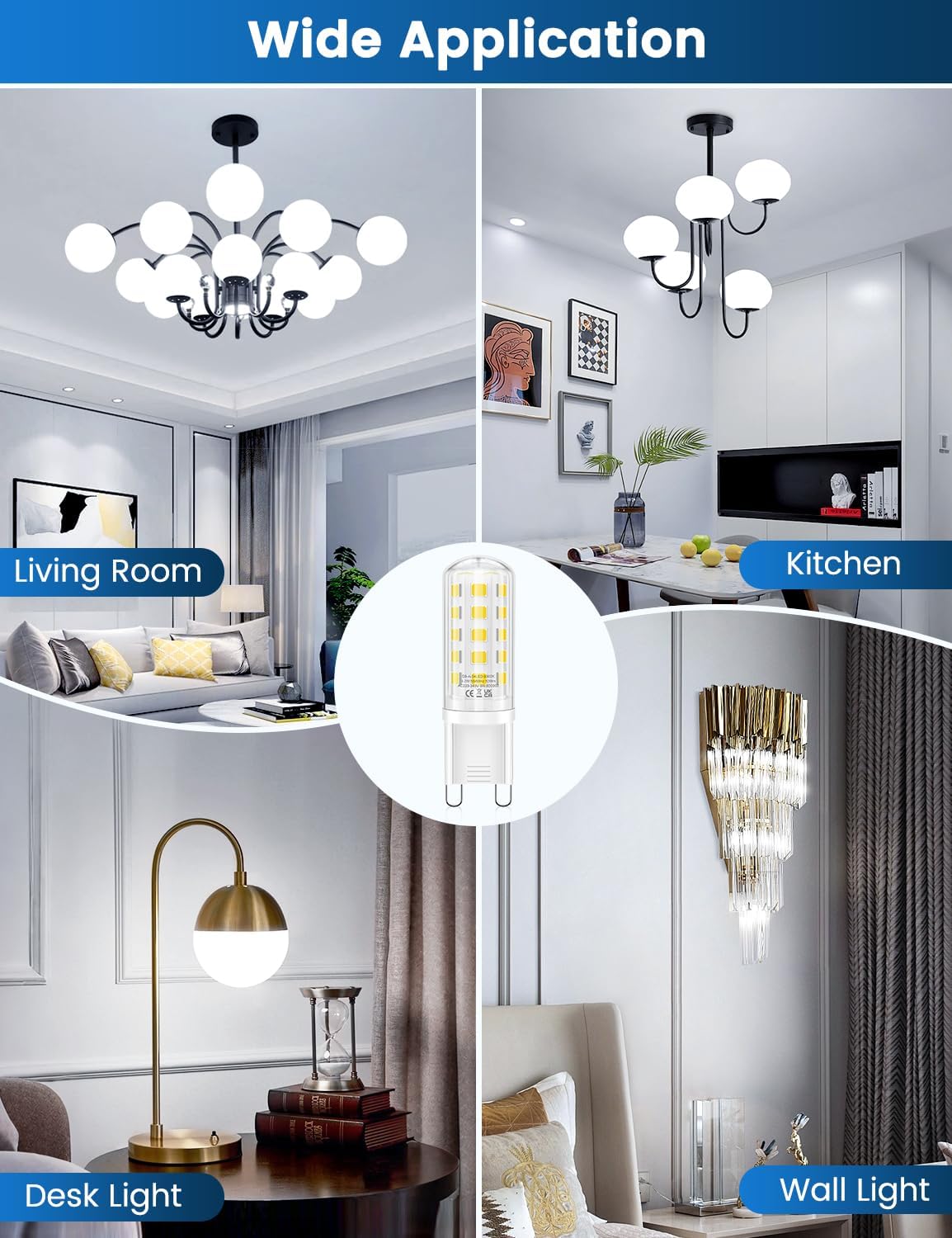 Thumbnail 6 de QOJUX 3.2W G9 LED Bulbs Cool White (6000K) – 10 Pack, No Flicker, Non-Dimmable