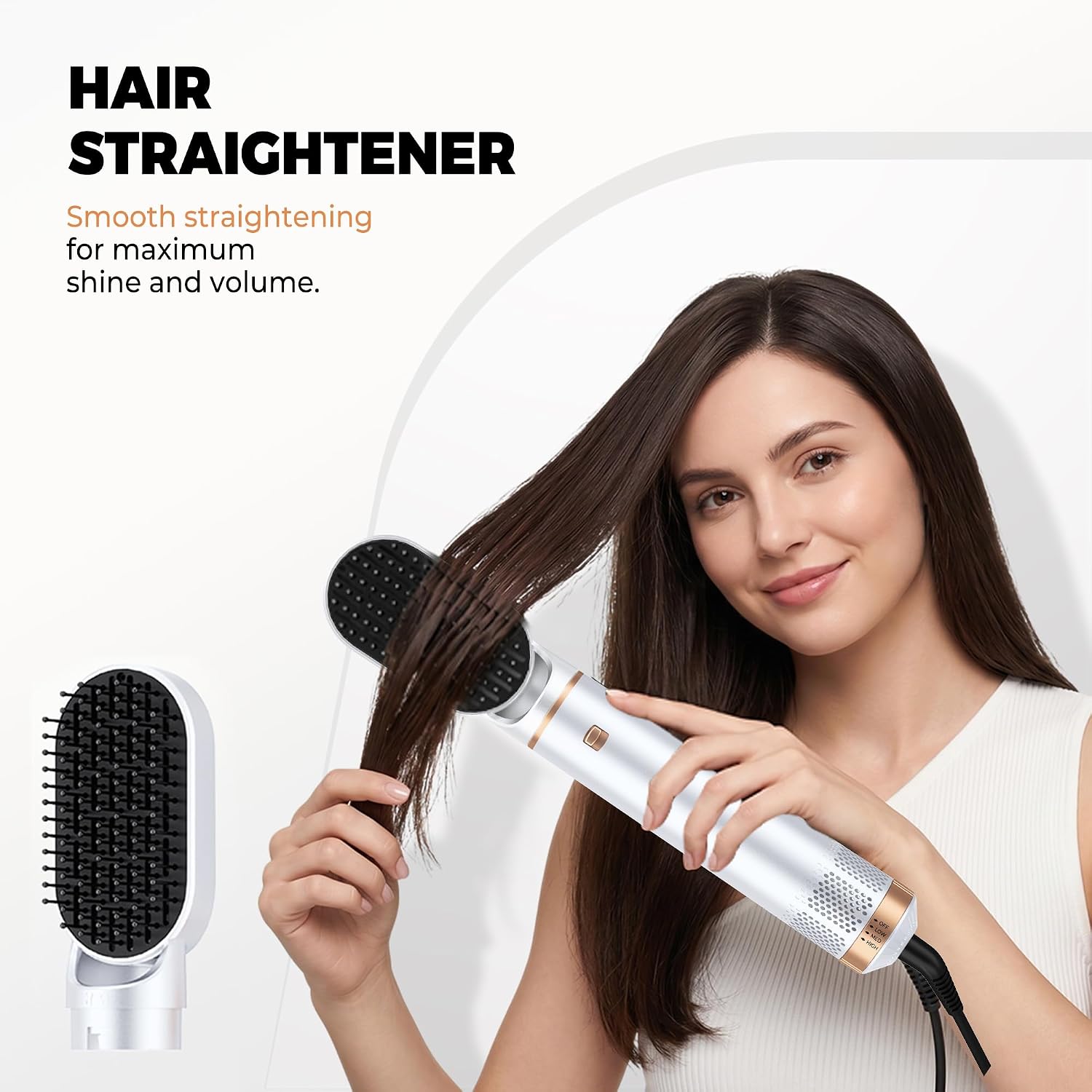 Detalle de OKWRAP Haarstyler 5-in-1 Set – Multistyler mit automatischem Lockenstab, Glättbürste und Föhn