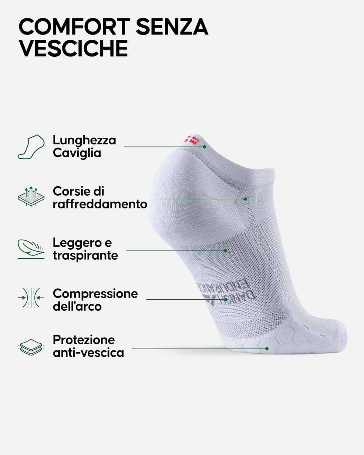 Thumbnail 2 de DANISH ENDURANCE Calzini Corti da Corsa anti-vesciche (5 paia) per uomo e donna