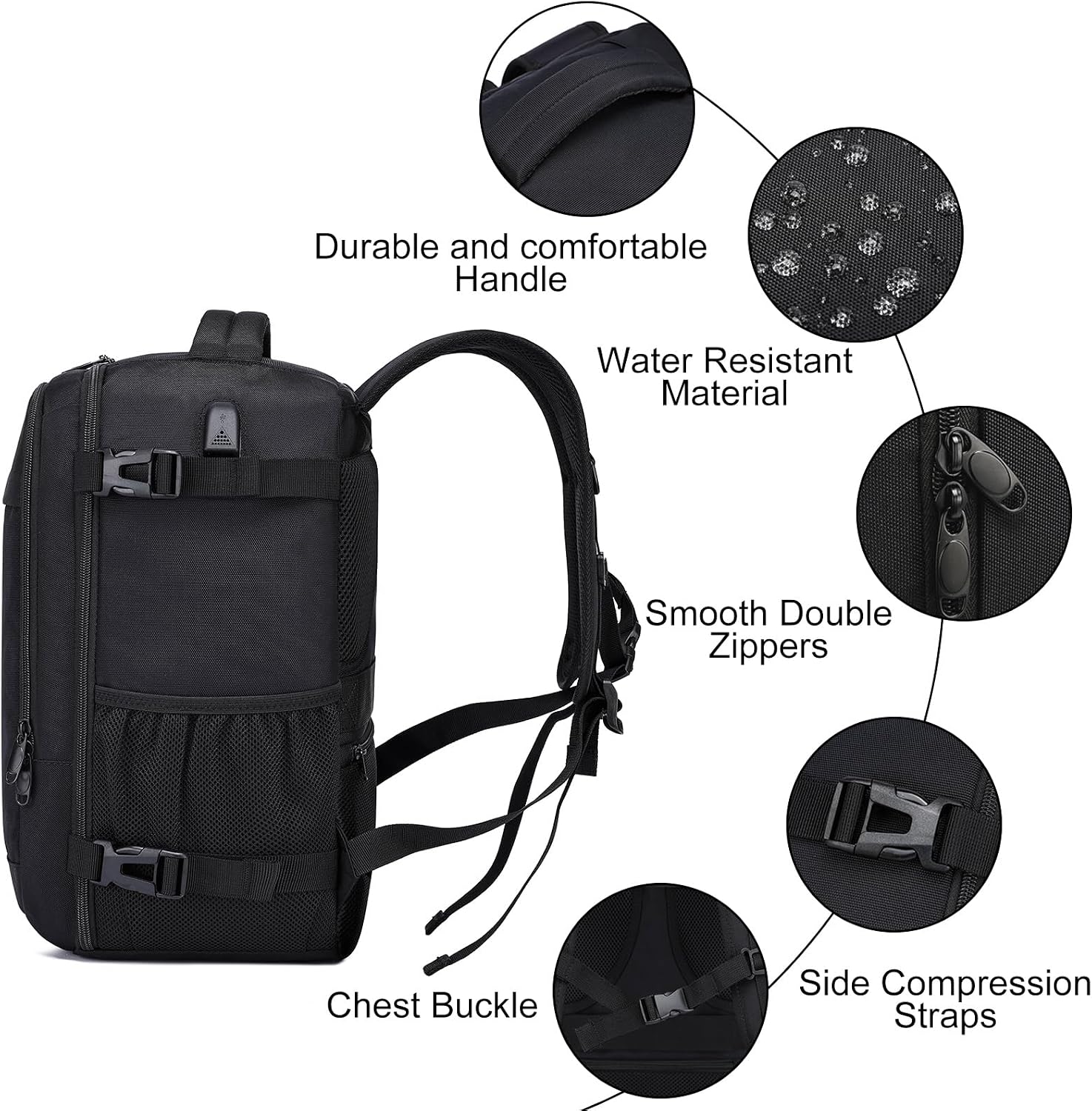 Thumbnail 5 de PUSLOM handbagagerugzak 40 x 20 x 25 cm, 20 liter en USB-aansluiting