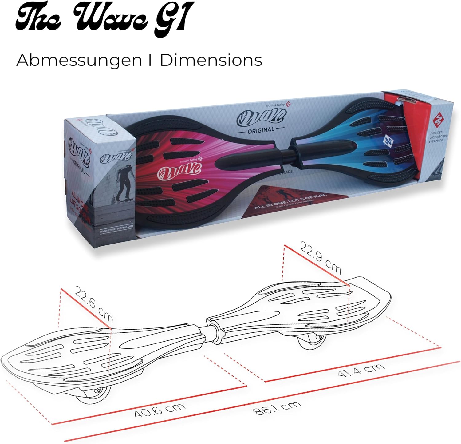 Detalle 2 de Street Surfing G1 The Wave waveboard, różowy, 86 cm, łożyska ABEC-7