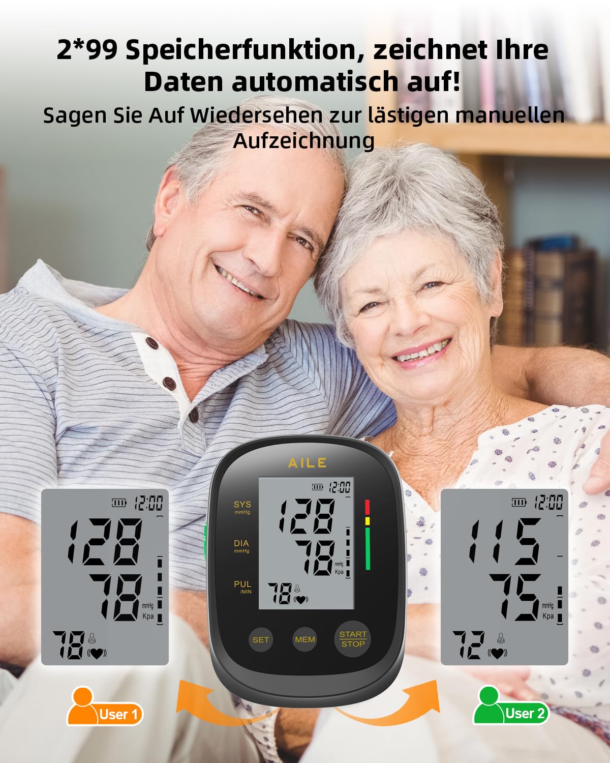 Thumbnail 4 de AILE Blutdruck Messgerät große Manschette 22–42 cm