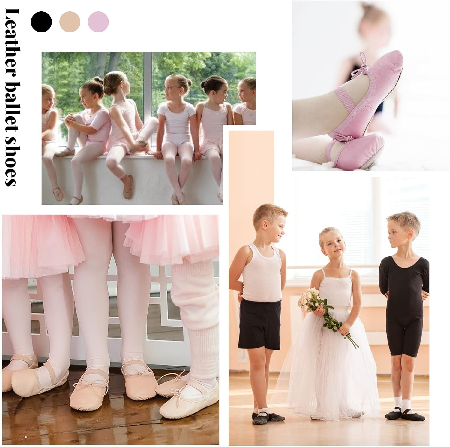 Thumbnail 6 de Kefiyis Ballet Shoes for Girls – Leather Full-Sole Ballet Flats