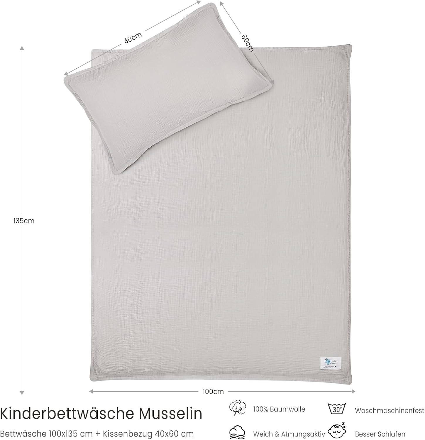 Thumbnail 4 de lulumoon Kinderbettwäsche 100x135 (Bettbezug + Kissenbezug 40x60) aus Baumwolle